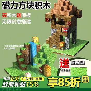 艾杰普我的世界磁力方块磁吸磁铁大颗粒积木3-6-12岁玩具六一儿童节礼物