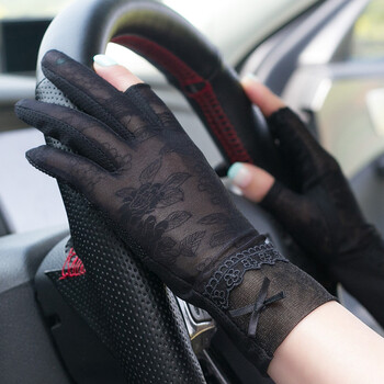 触屏手套 新品 夏季透气薄款开车防晒手套女士半指冰丝防紫外线防滑触