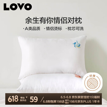 LOVO 乐蜗 余生有你情侣对枕 枕芯双人枕头一对装 47*73cm