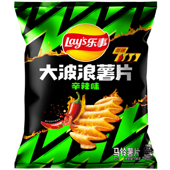 乐事(Lay's)大波浪薯片 辛辣味 135克 休闲零食 膨化食品