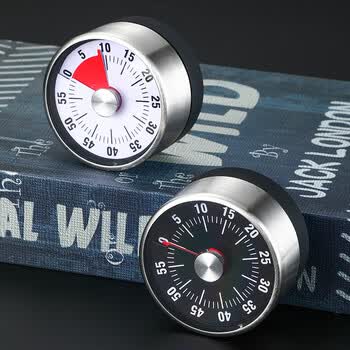 米良品厨房可视计时器磁吸闹钟提醒器机械定时器烘焙倒计时秒表提醒器 酷炫黑