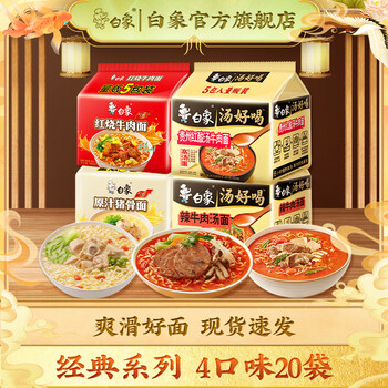 白象多系列组合泡面 汤好喝经典袋装泡面 混合口味方便面组合囤货 【经典系列组合装B】共20袋