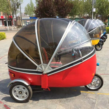 油电两用三轮车小水滴带棚封闭电瓶小型迷你三轮车家用接送小孩休闲