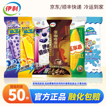 伊利50支大布丁雪糕冰淇淋冰棒巧克力脆皮冷饮冰工厂量贩装 共50支