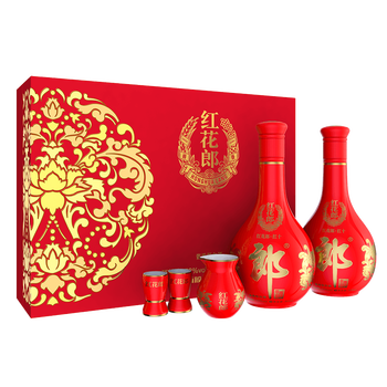 郎酒 红花郎10/15 酱香型高度白酒 53度(新老包装随机发货) 【红花郎10双瓶礼盒】