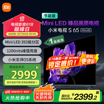 移动端、京东百亿补贴：小米 Xiaomi S Mini系列 L65MA-SPL 液晶电视 65英寸 4K