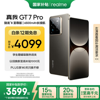 realme【国家补贴】真我GT7 Pro 16+512星迹钛 骁龙8至尊版 6500mAh大电池 三星OLED屏 智能AI手机