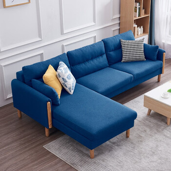 客厅可拆洗乳胶沙发简约现代三人位 脚踏转角沙发组合 sf190 深蓝色 3