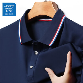 JEANSWEST LIFE真维斯夏季短袖POLO衫男女同款商务休闲通勤风上衣情侣款宽松衣服 藏青色 L 建议体重100-115斤