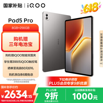 iQOO Pad5 Pro 8GB+256GB灰晶天玑9400+ 13英寸 高亮电竞屏 12050mAh 超长续航