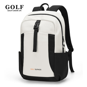 高尔夫(GOLF)双肩包男士运动背包女休闲旅行学生书包防泼水通勤出游背包【Q】 款式8-米白配黑