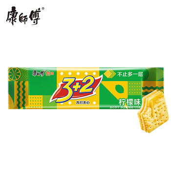 康师傅 3+2 苏打夹心饼干 清新柠檬味 125g