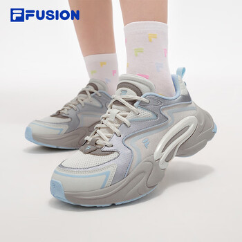 斐乐（FILA）FUSION潮牌FORCE DX未来潮鞋女2025夏新款引力鞋跑步鞋 奶白/幻象蓝-GI 38.5