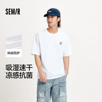 森马(Semir)大力水手联名短袖T恤男索罗娜吸湿速干绣花情侣夏凉感抗菌上衣 漂白10007 L