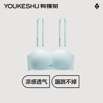 有棵树 无肩带内衣女凉感美背防滑隐形抹胸裹胸夏季薄款 薄荷绿 M