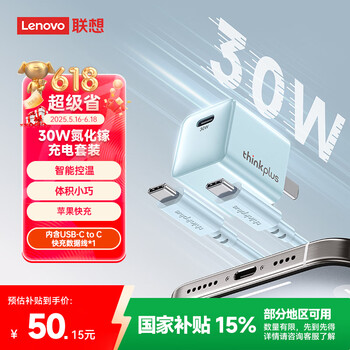 thinkplus 联想  蓝 苹果15快充-蓝