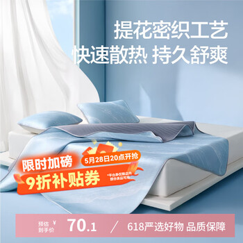 网易严选冰丝席夏季家用凉席用品水波纹冰丝席床单床笠枕套件套凉席 水波蓝-床单款 90cm*190cm (两件套)