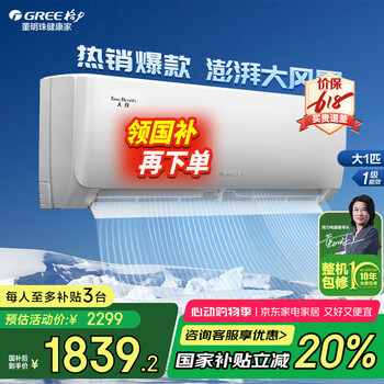 格力 GREE 天仪 大1匹一级能效 变频冷暖  56净菌自洁 独立除湿 卧室挂机空调 大1匹 一级能效