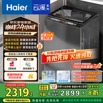 PLUS会员：海尔 Haier 云溪系列 ES100B58Mate7 变频波轮洗衣机 10kg