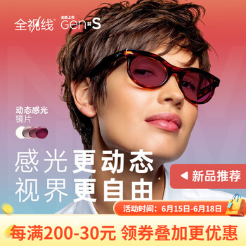 依视路新款全视线GEN-S动态感光变色1.60非球面镜片配近视度数驾驶眼镜 经典灰 【非球面】钻晶膜洁现片