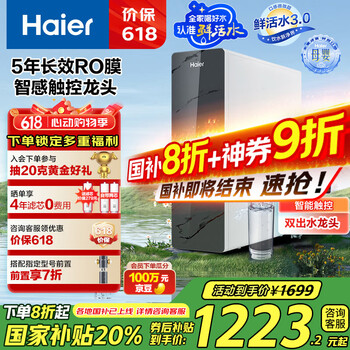 海尔 Haier 1000Gpro升级款家用净水机RO反渗透净水器智慧触控双出水HKC2400-R883D2U1