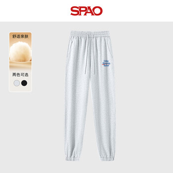 SPAO简约休闲橡筋收脚卫裤男女2025秋季新款柔软舒适长裤SPWK25AK10XY 灰#周五下午茶K XL