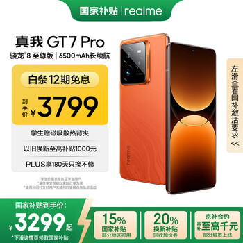 realme【国家补贴】真我GT7 Pro 12+512火星 骁龙8至尊版 6500mAh大电池 三星OLED屏 智能AI手机