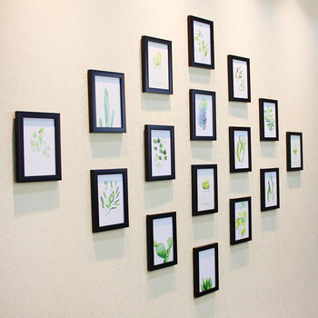 简约客厅照片墙 装饰相框墙 16个6寸相片框 相框创意挂墙组合套装 全