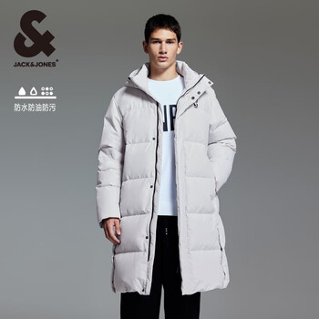 杰克琼斯 反季清仓！中长款加厚防泼水羽绒服合集 224312002港雾灰