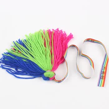 儿童带绳毛线毽子幼儿园手工玩具小学生户外游戏活动 红色