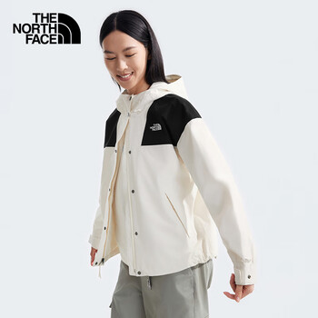 The North Face北面冲锋衣女户外防风单层夹克7QSI 米白色/ROU XL