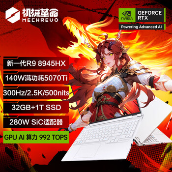 机械革命蛟龙16Pro 2025 16英寸游戏电竞笔记本电脑(R9-8945HX 32G 1T RTX5070Ti 300HZ 2.5K 白)