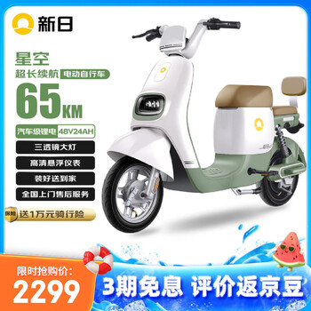新日新国标电动自行车星空48V24Ah锂电池电瓶车代步助力自行车烟灰绿