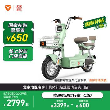 雅迪 北京专享 C20 电动自行车 48V24Ah