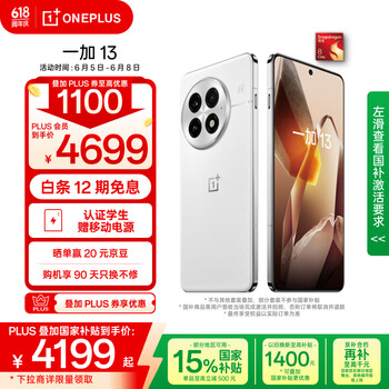 国家补贴、PLUS会员：一加 OnePlus 13 5G手机 24GB+1TB 白露晨曦 骁龙8至尊版