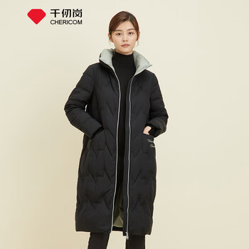 千仞岗秋冬季羽绒服中长款外套女士百搭休闲气质显瘦撞色反季保暖防寒服 魔力黑Y278085Y L 170