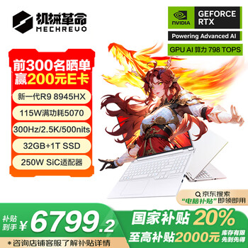 机械革命蛟龙16Pro 2025 16英寸游戏电竞笔记本电脑(R9-8945HX 32G 1T RTX5070 300Hz 2.5K 白)