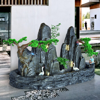沃琳嗒 轻奢高端小院大型假山流水喷泉摆件别墅花园酒店会所庭院室外