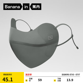 蕉内 凉皮302UV Pro防晒口罩男女士防紫外线冰丝凉感透气护眼角面罩 青木灰 1个 S