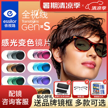 依视路(ESSILOR) 变色近视眼镜片 全视线GEN S第九代钻晶膜洁平光膜致变灰镜片2片 膜洁GEN S 1.56变灰色现片