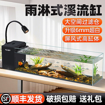 爬将军生态溪流鱼缸一体缸免换水自循环一体缸鱼缸桌面客厅卧室玄关鱼缸 60溪流缸【雨淋造浪】