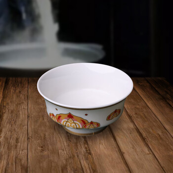 纳林(nalin)奶茶碗(国礼瓷陶瓷蒙古族奶茶碗民族舞顶碗摆件) 金顶大帐