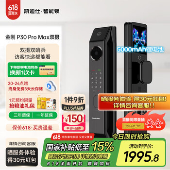 凯迪仕 P30 Pro Max 电子智能锁 幻影黑