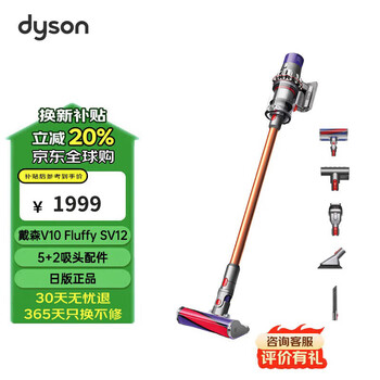 戴森（DYSON）V10 Fluffy家用手持无线吸尘器 家用除螨 宠物家庭适用 超强大吸力 原装正品 可车载 新年礼物