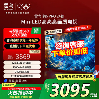 雷鸟 鹤6 Pro 24款 75S585C Pro MiniLED液晶电视 75英寸(免费安装)