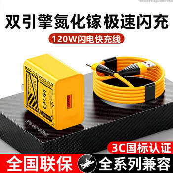 圣希顿120W氮化镓适用华为超级充电快充头3C认证机甲风硅胶充电线Type-C快充数据线适用vivo手机快充套装 硅胶白【1米6A快充线】