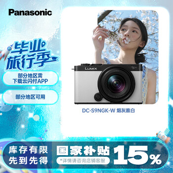 国家补贴：松下 Panasonic S9（18-40mm F4.5-6.3）全画幅微单套机  实时Lut 滤镜直出 烟灰雅白