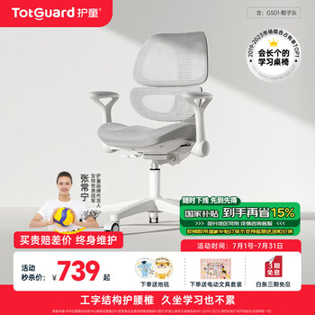 护童(Totguard)儿童学习椅写字椅家用可升降调节靠背座椅升降椅儿童人体工程学椅 G501-椰子灰(无脚踏)