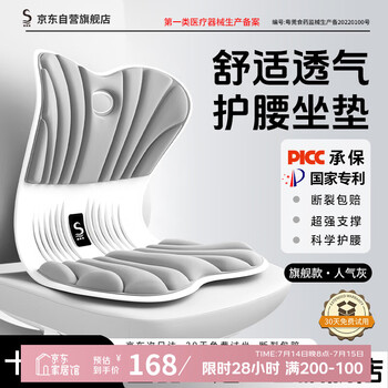 思菲其 护腰坐垫靠背 人体工学矫姿椅腰靠垫  旗舰款·人气灰【160斤以内】