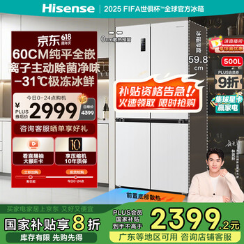 海信 Hisense BCD-500WMK5PU 战神系列冠军 500小魔方Pro 全嵌冰箱